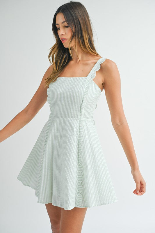 Sage Seersucker Mini Dress from Southern Sunday