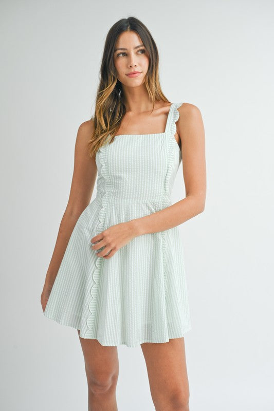 Sage Seersucker Mini Dress from Southern Sunday