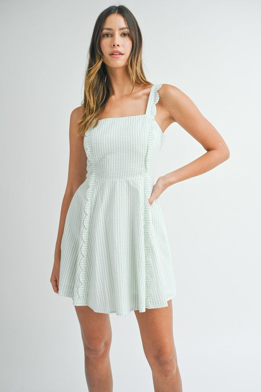 Sage Seersucker Mini Dress from Southern Sunday