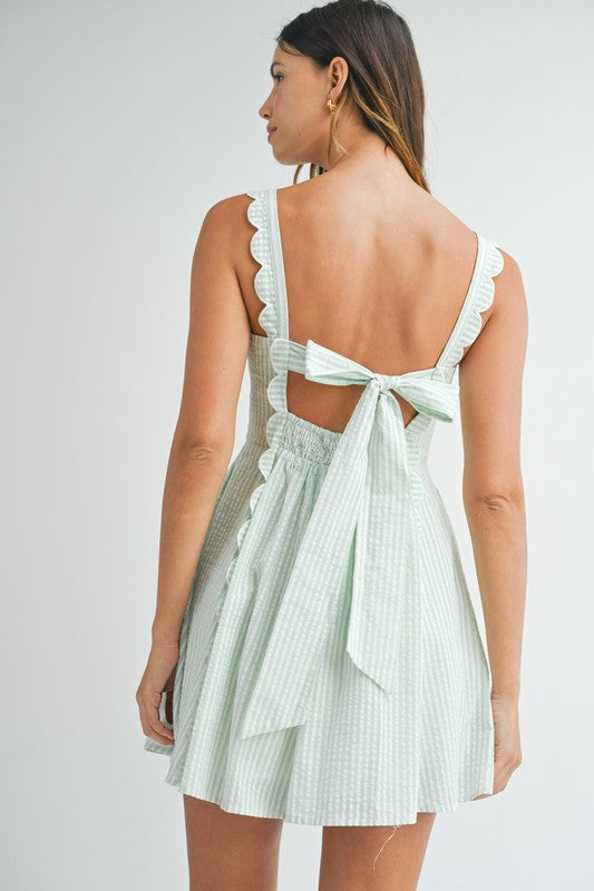 Sage Seersucker Mini Dress from Southern Sunday