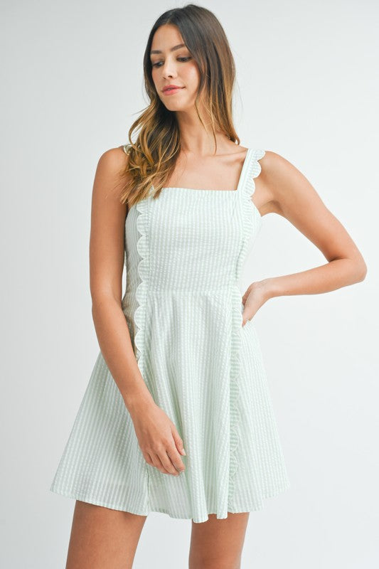 Sage Seersucker Mini Dress from Southern Sunday