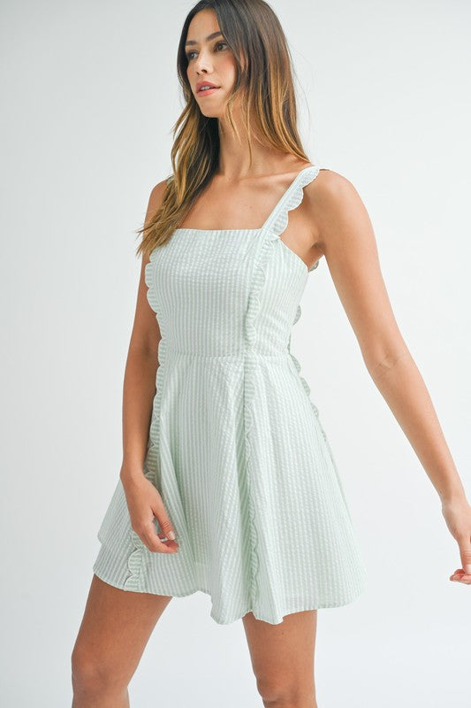 Sage Seersucker Mini Dress from Southern Sunday