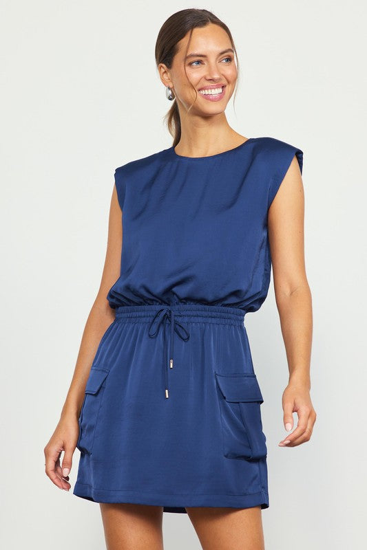 Navy Muscle Tee Cargo Dress from Southern Sunday