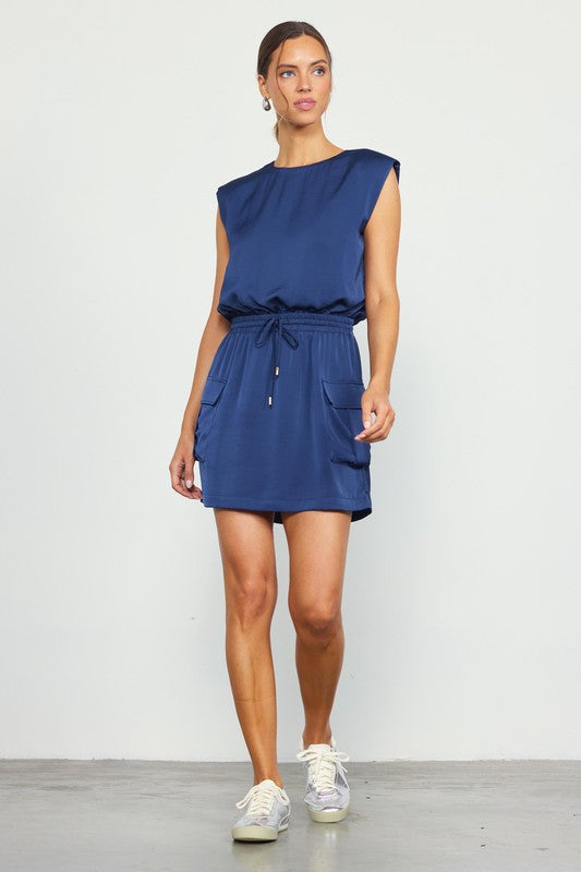 Navy Muscle Tee Cargo Dress from Southern Sunday