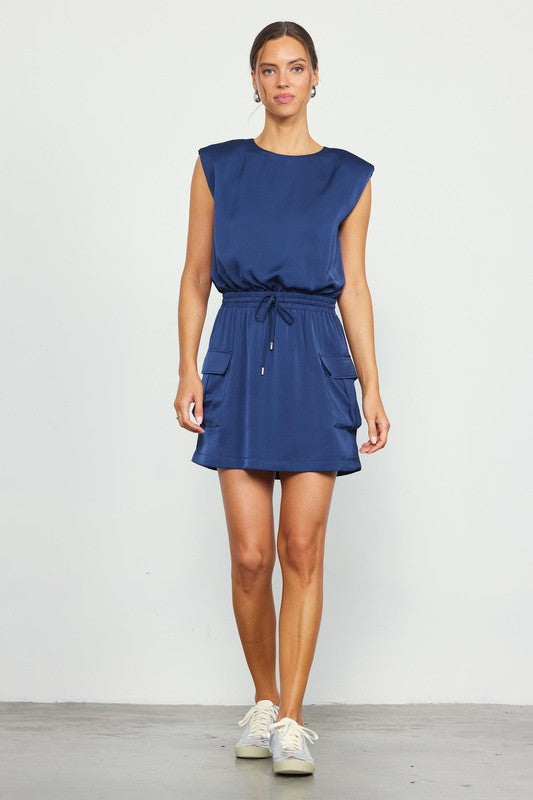 Navy Muscle Tee Cargo Dress from Southern Sunday