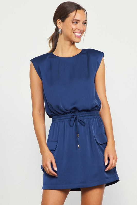 Navy Muscle Tee Cargo Dress from Southern Sunday