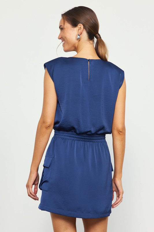 Navy Muscle Tee Cargo Dress from Southern Sunday