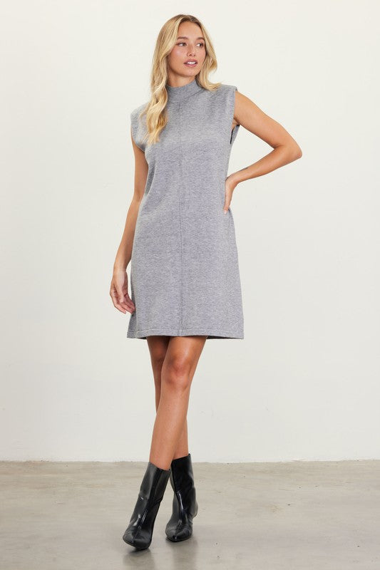 Grey Mock Neck Sleeveless Knit Dress From Southern Sunday