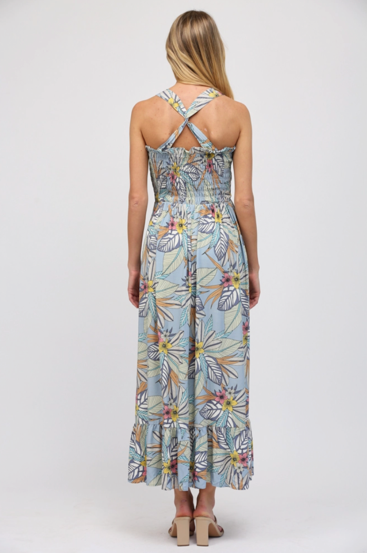 Powder Blue Tropical Maxi Dress from Southern Sunday