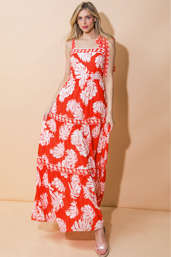 Red Palm Print Maxi Dress from Southern Sunday