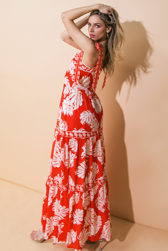 Red Palm Print Maxi Dress from Southern Sunday