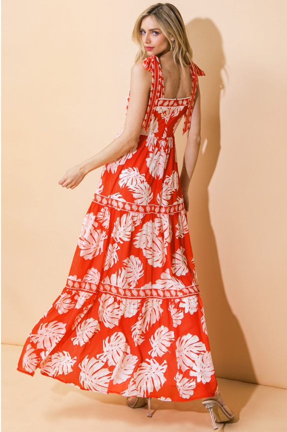 Red Palm Print Maxi Dress from Southern Sunday