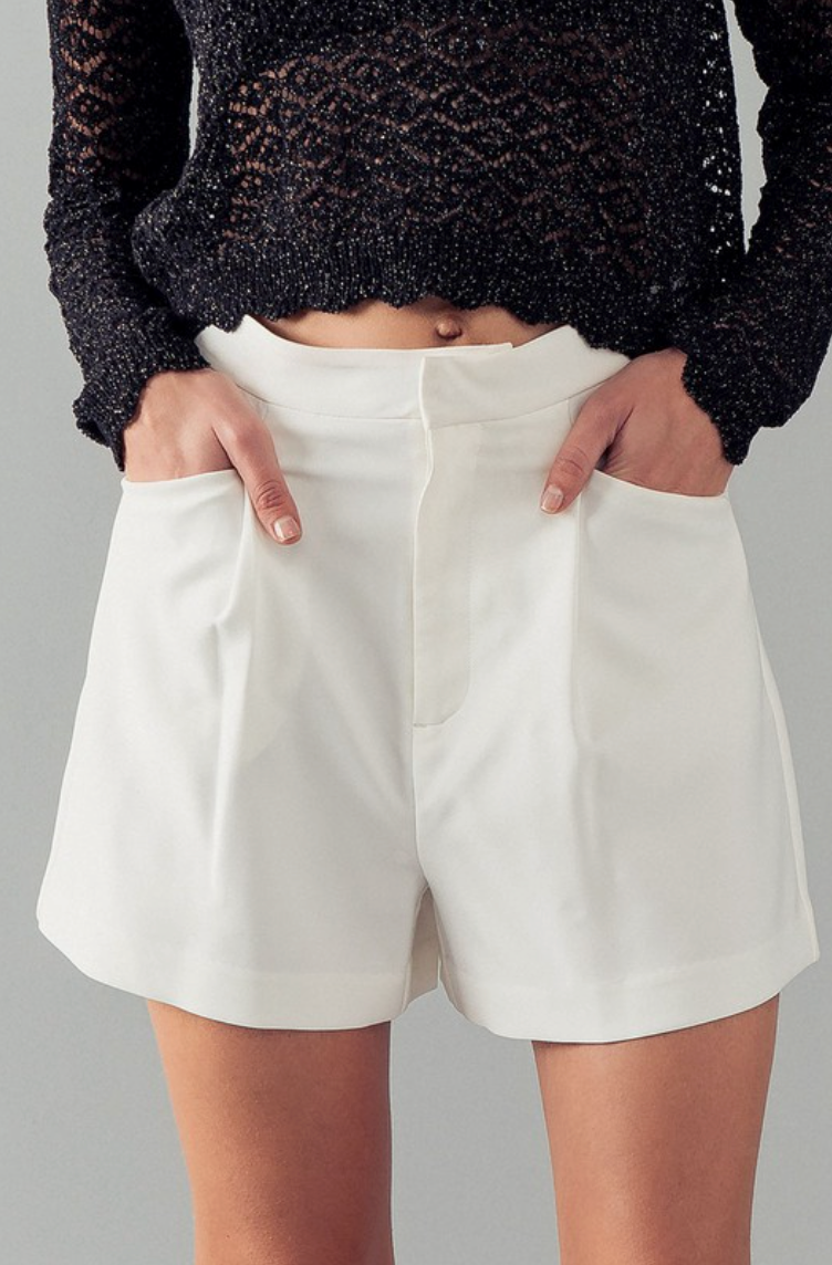 White Pleated Shorts - Southern Sunday