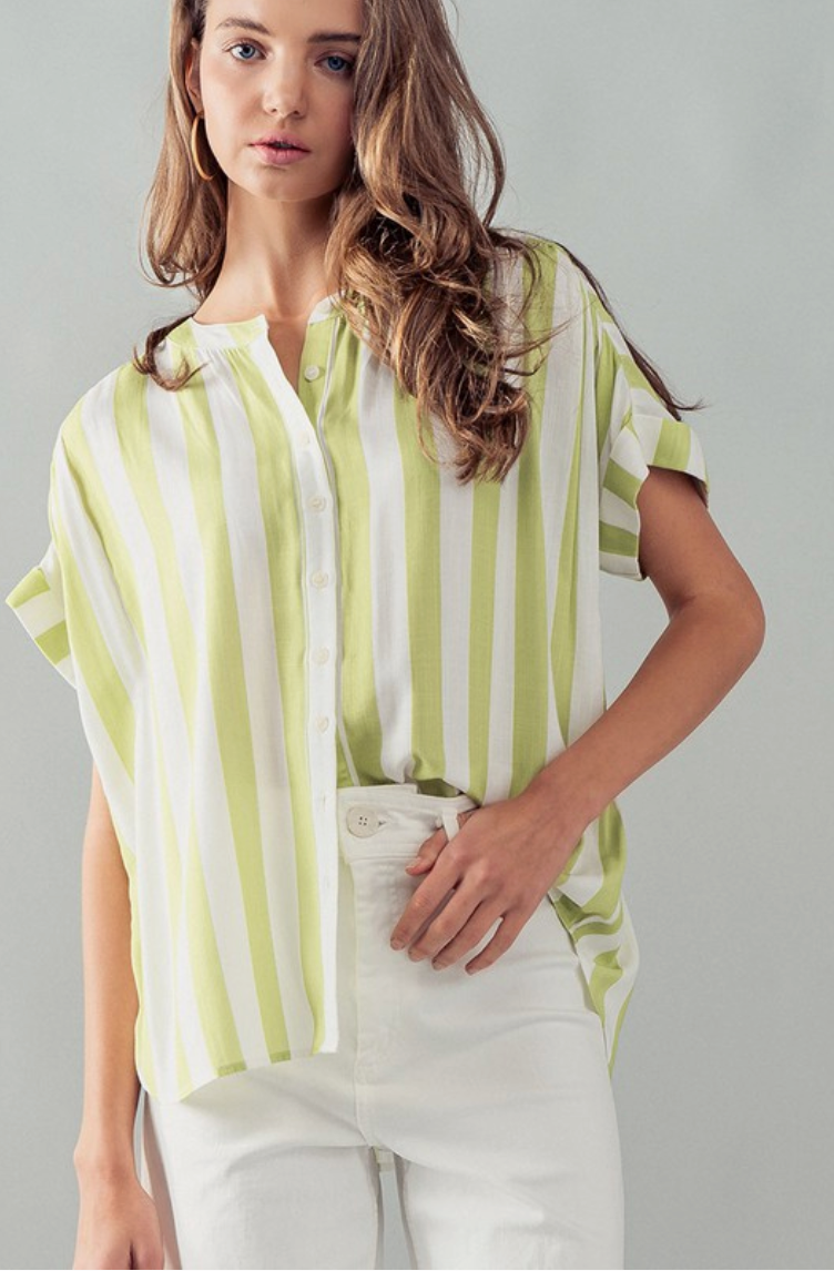 Lime Striped Cabana Blouse from Southern Sunday