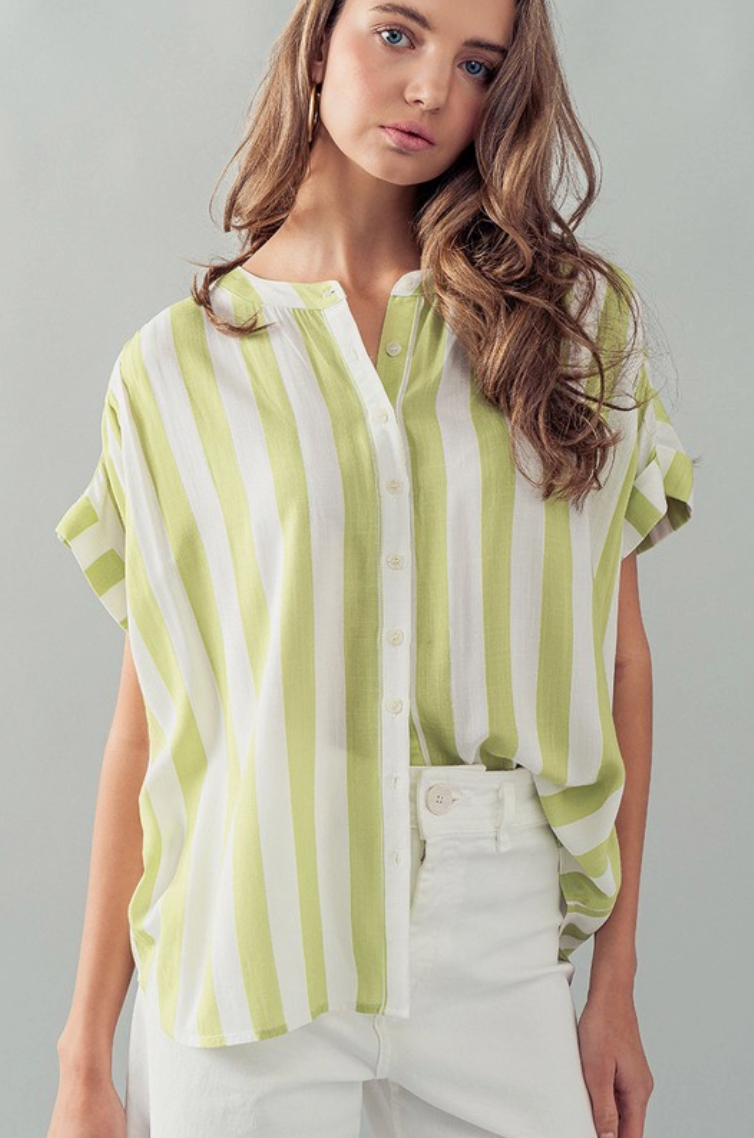 Lime Striped Cabana Blouse from Southern Sunday