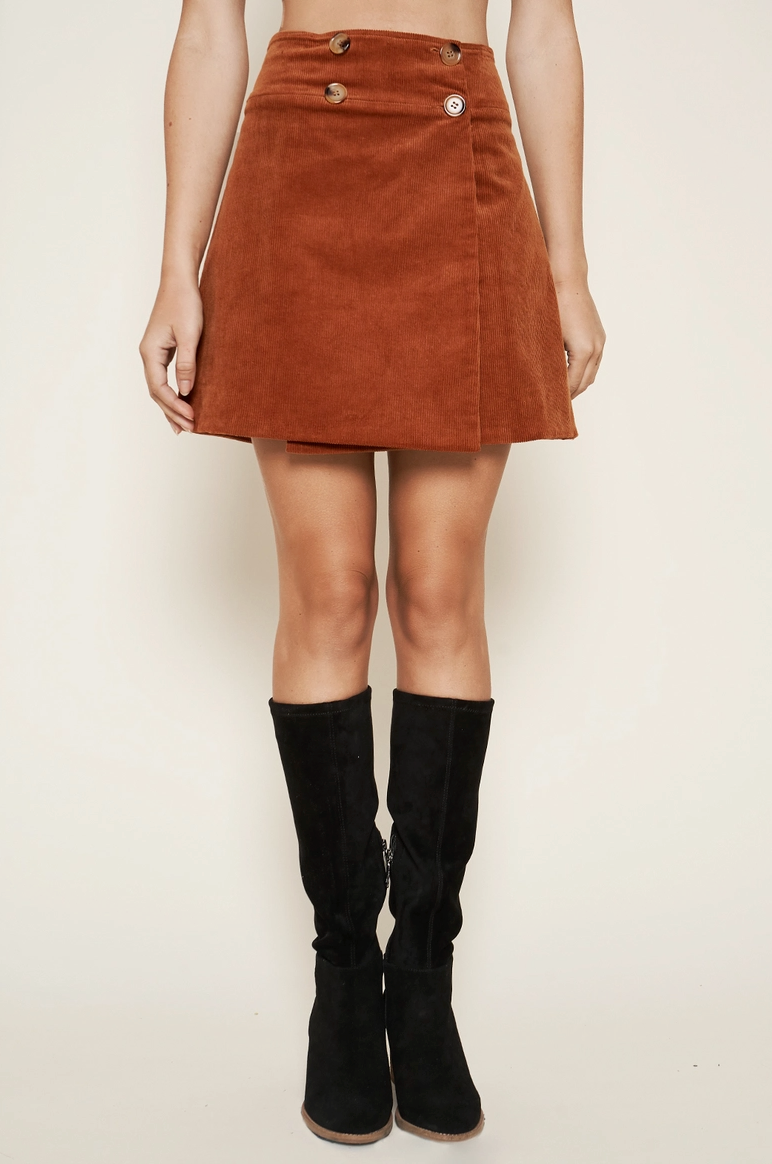 Camel High Waisted Corduroy Skirt from Southern Sunday