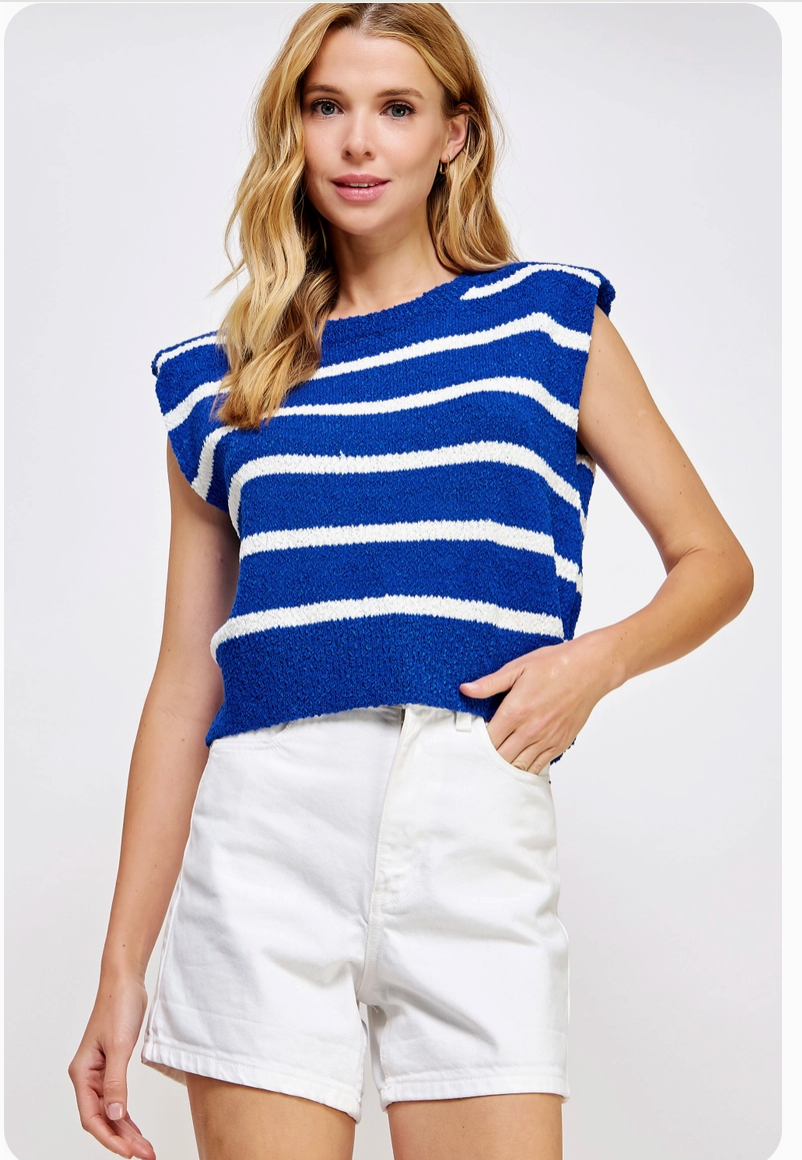 Royal Blue & White Striped Knit Top from Southern Sunday