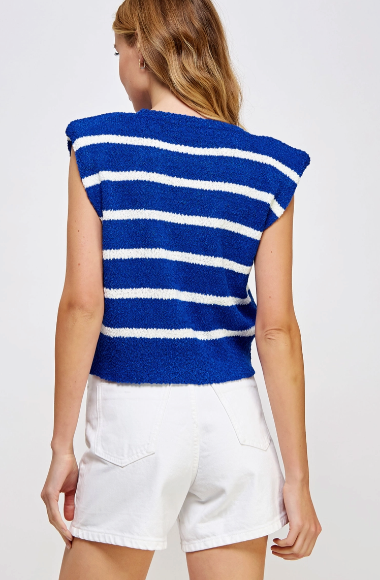 Royal Blue & White Striped Knit Top from Southern Sunday