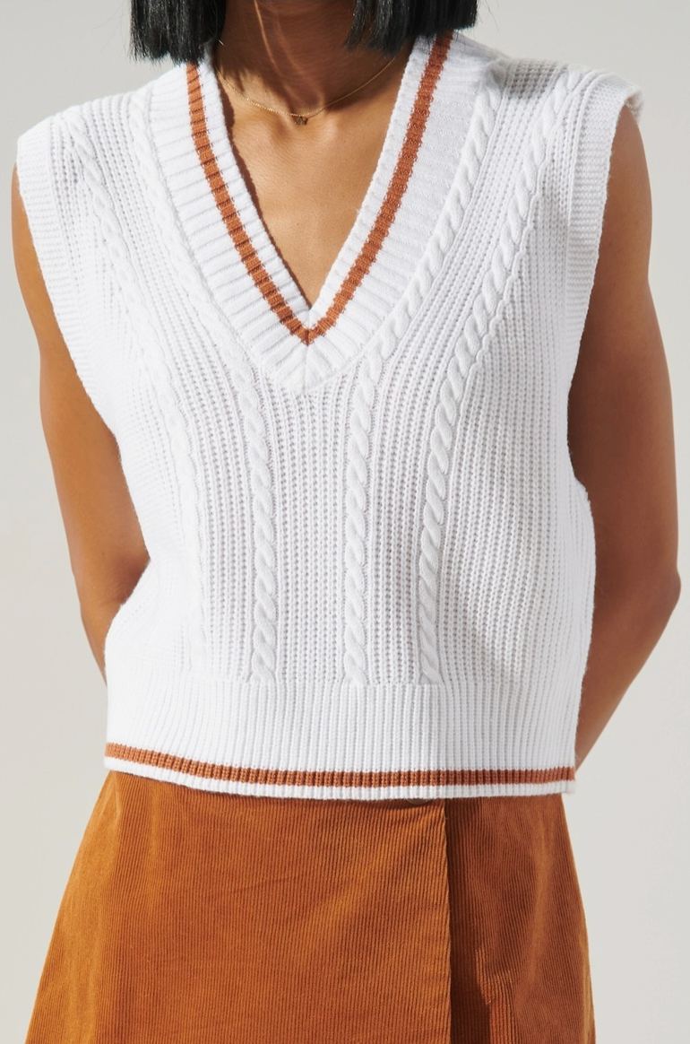 Varsity V Neck Sweater Vest from Southern Sunday