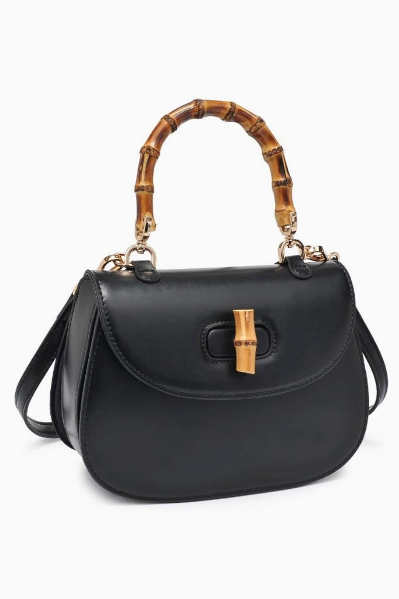 Black Bamboo Top Handle Crossbody Handbag from Southern Sunday