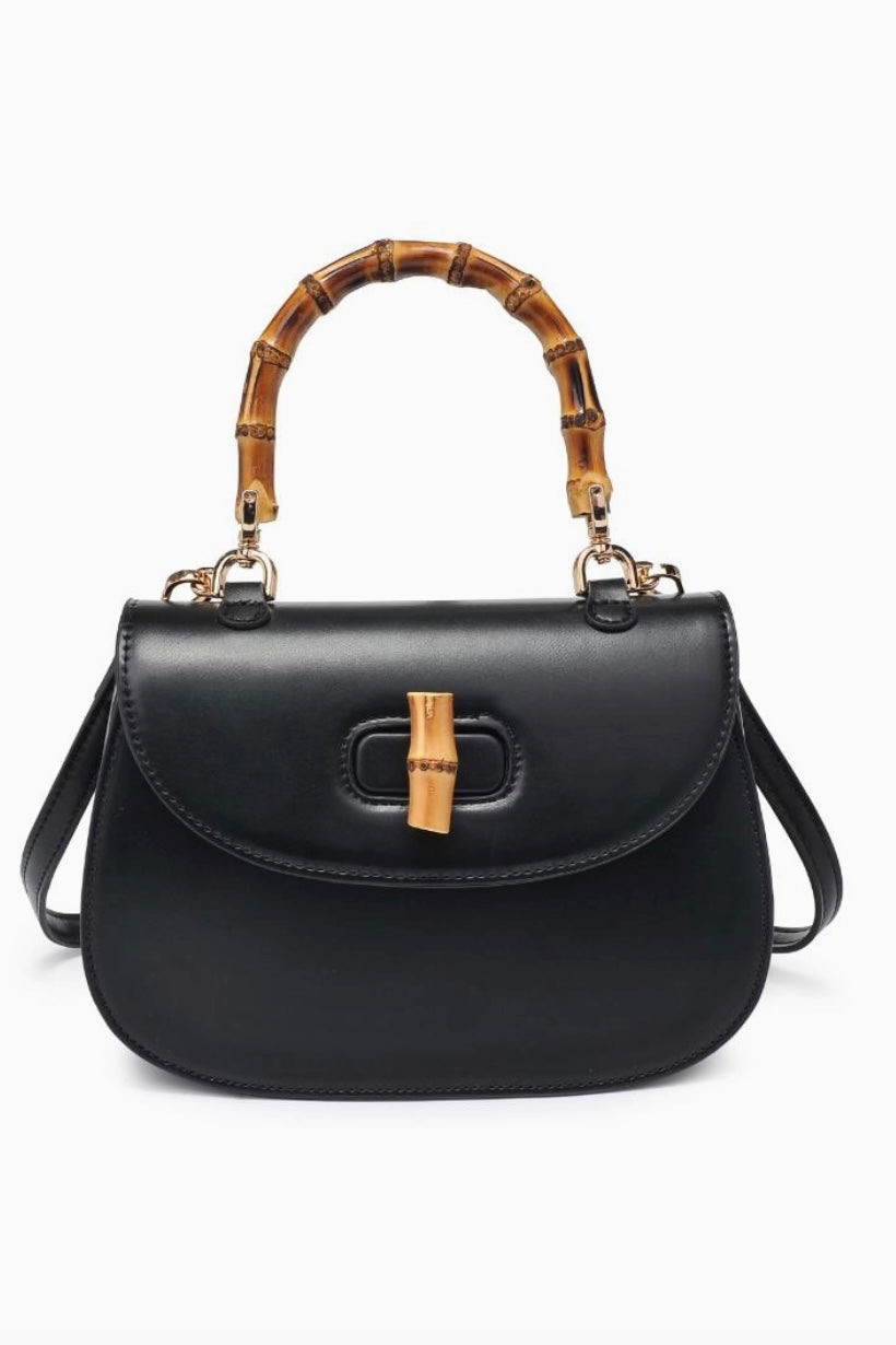 Black Bamboo Top Handle Crossbody Handbag from Southern Sunday