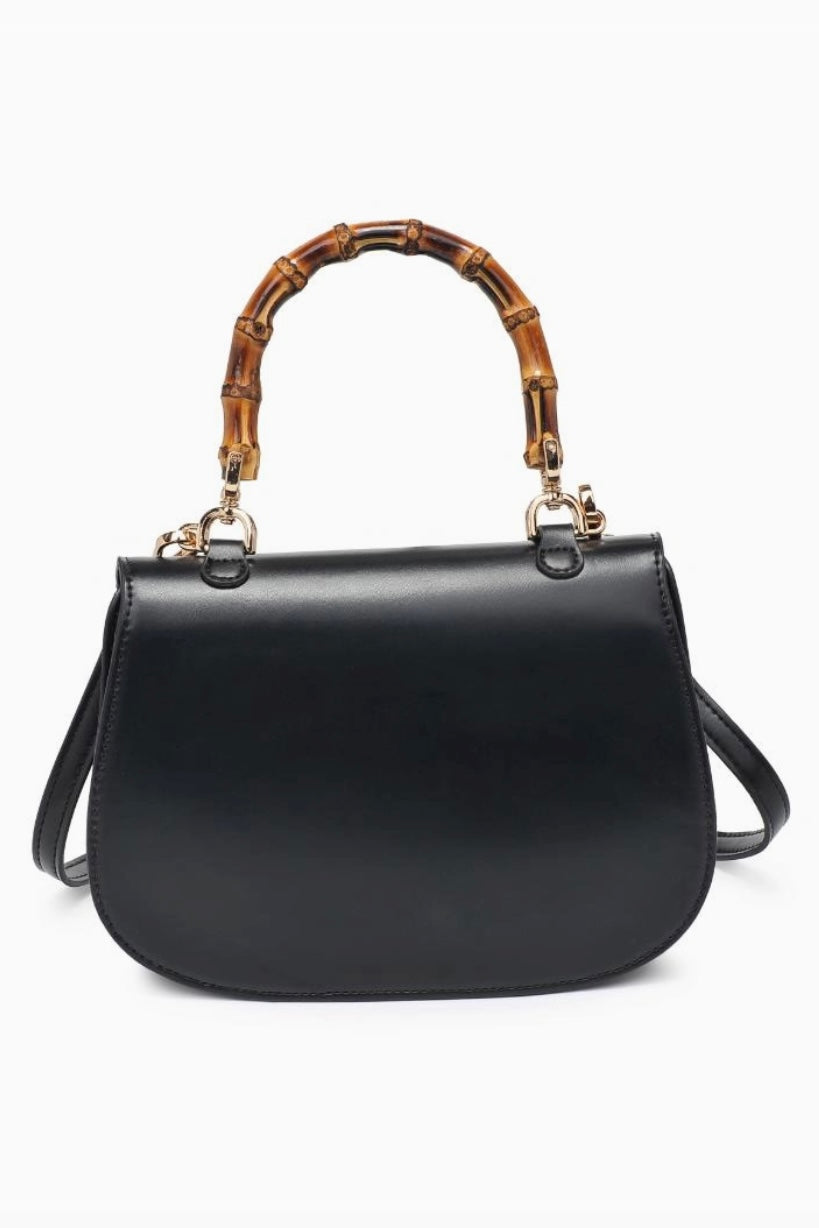 Black Bamboo Top Handle Crossbody Handbag from Southern Sunday