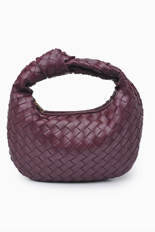 Wine Woven Knot Handle Clutch from Southern Sunday