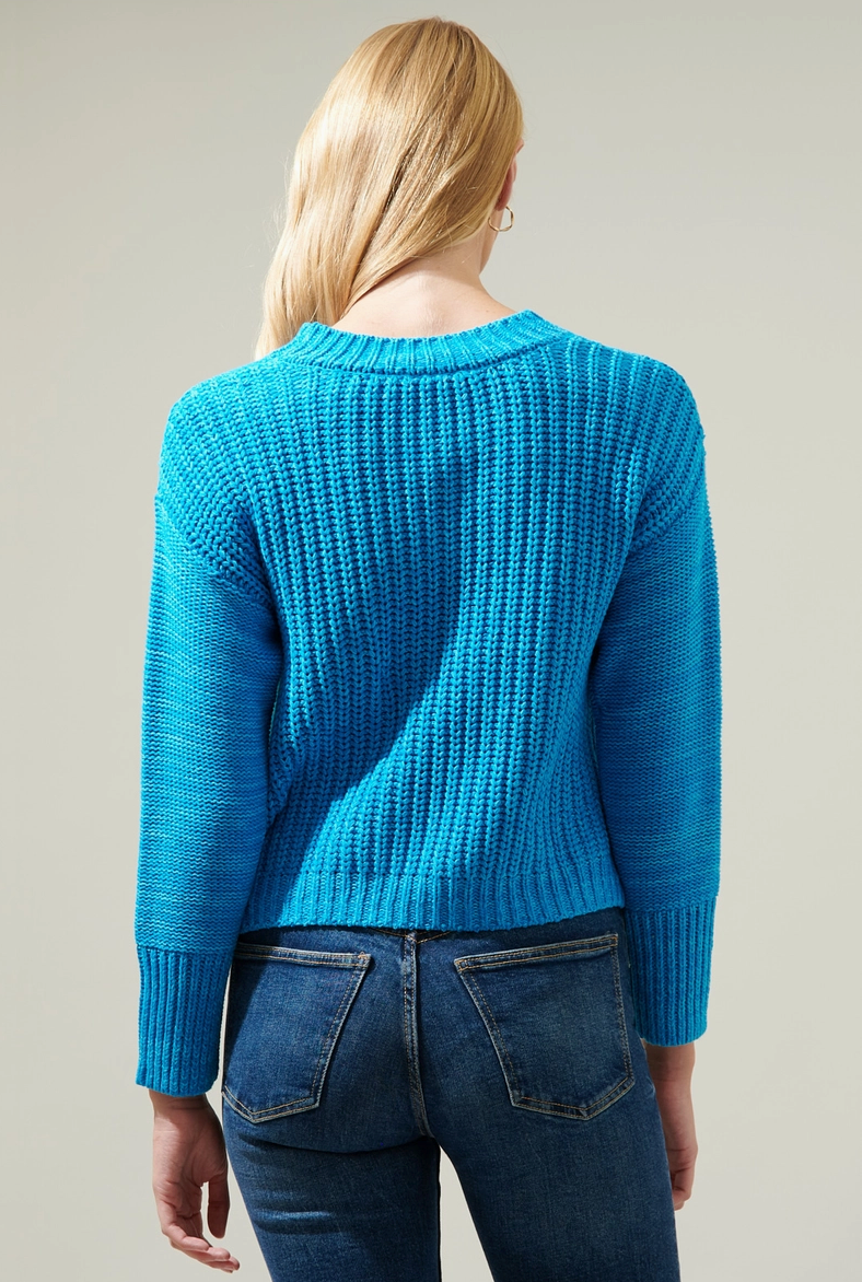 Cerulean Blue Pointelle Sweater from Southern Sunday