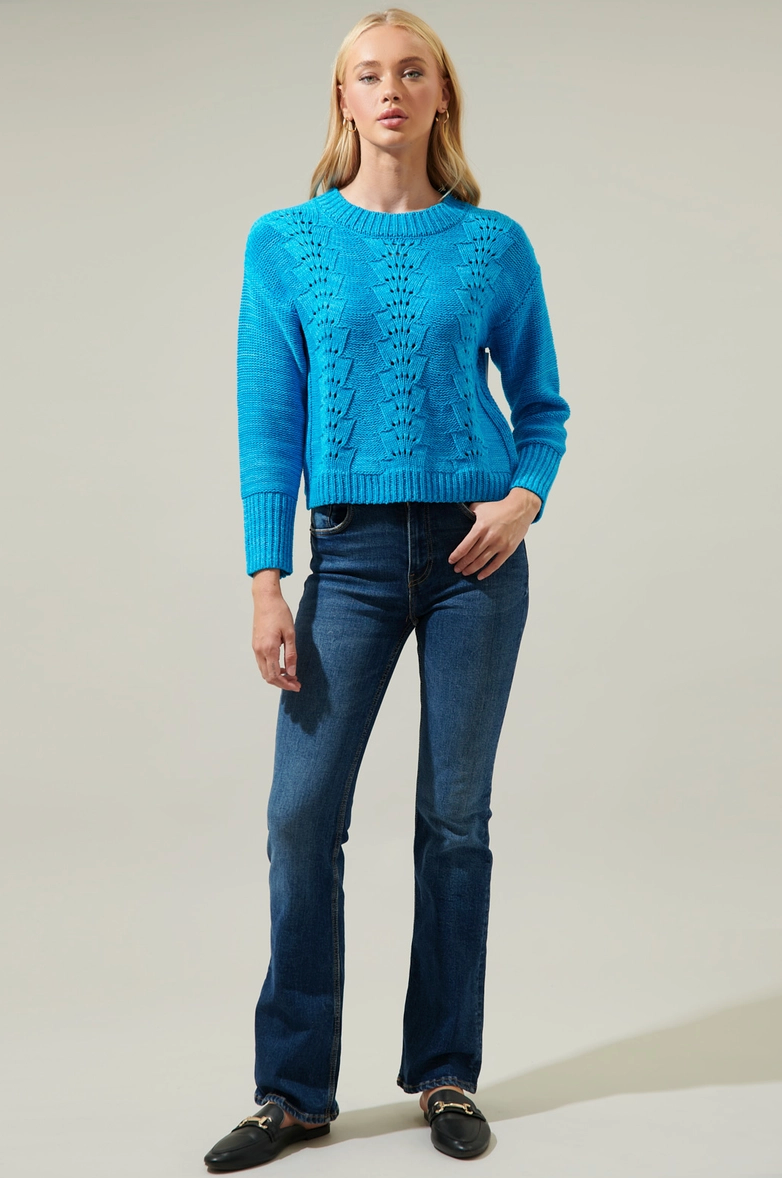 Cerulean Blue Pointelle Sweater from Southern Sunday