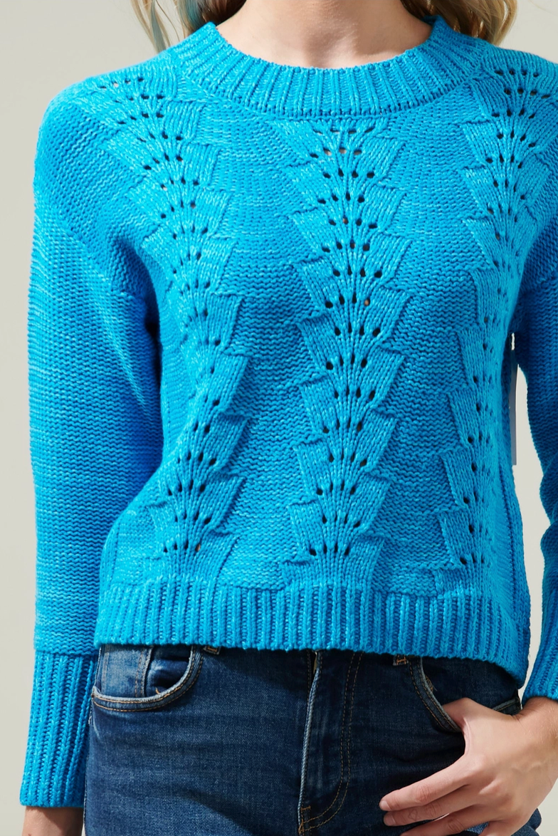 Cerulean Blue Pointelle Sweater from Southern Sunday