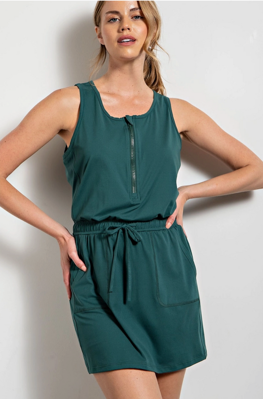 Everglade Green Half Zip Athletic Dress from Southern Sunday