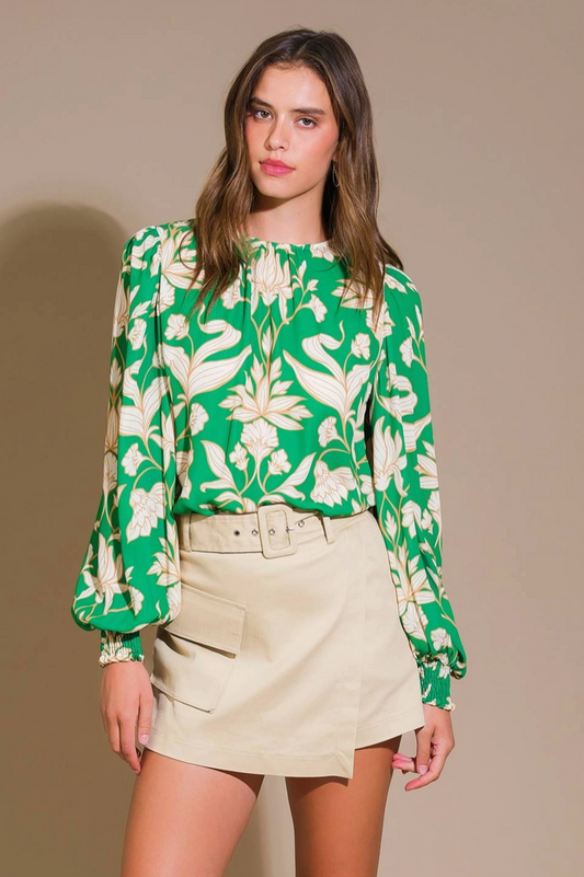 Green Floral Woven Blouse from Southern Sunday