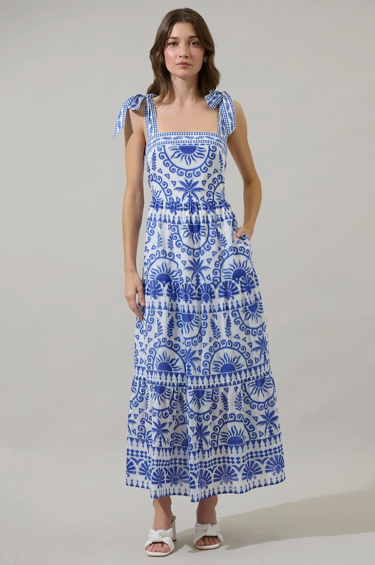 Blue & White Tiered Maxi Dress from Southern Sunday Boutique