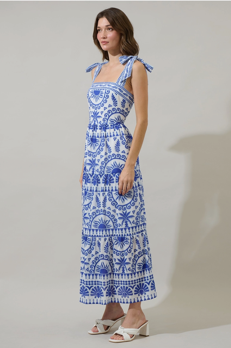 Blue & White Tiered Maxi Dress from Southern Sunday Boutique