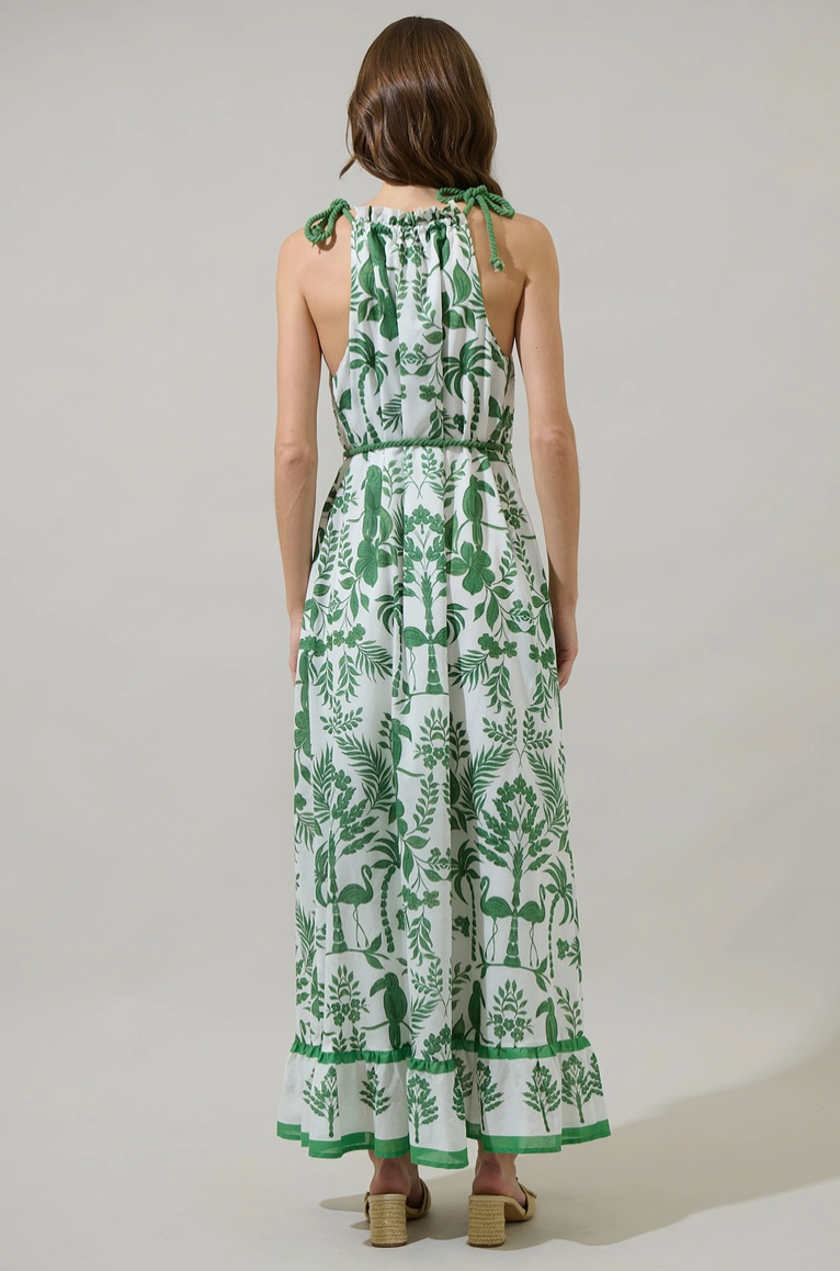 Green & White Tropical Print Maxi Dress from Southern Sunday Boutique