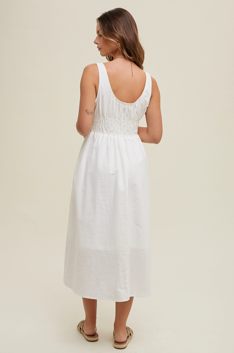 White Linen Midi Dress from Southern Sunday Boutique