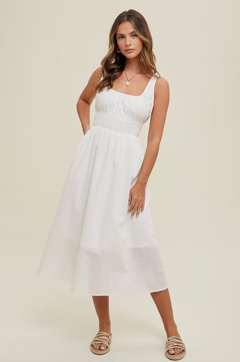 White Linen Midi Dress from Southern Sunday Boutique