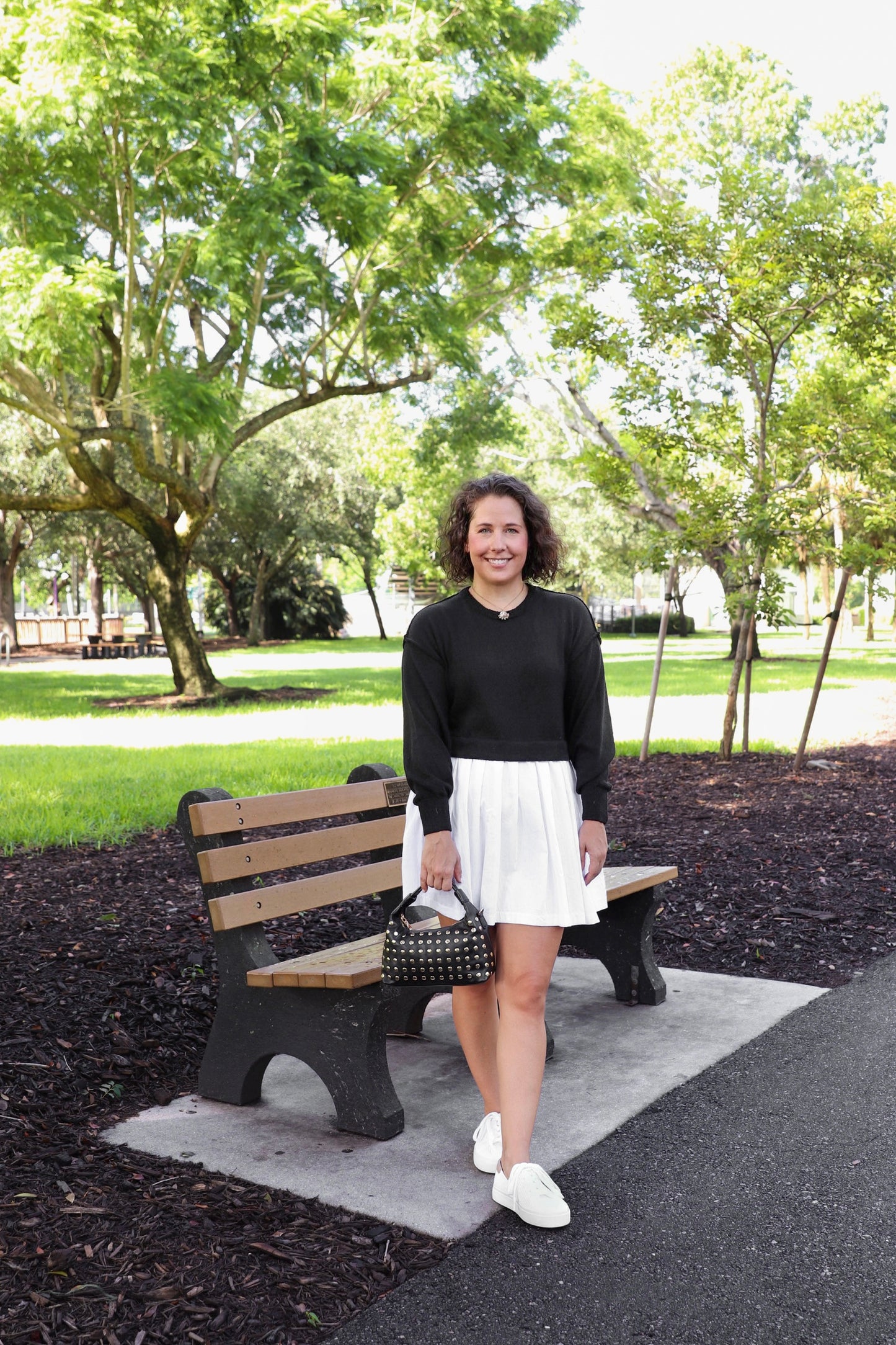 Black Knit Woven Mini Dress from Southern Sunday