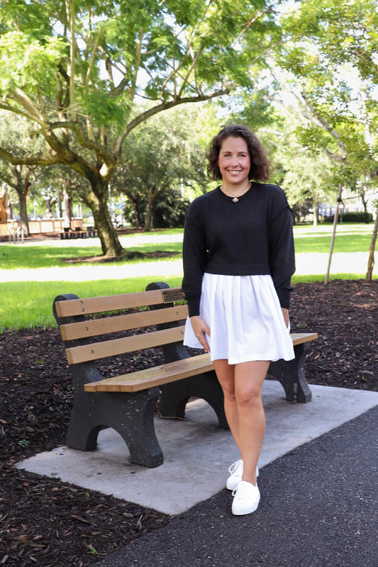 Black Knit Woven Mini Dress from Southern Sunday