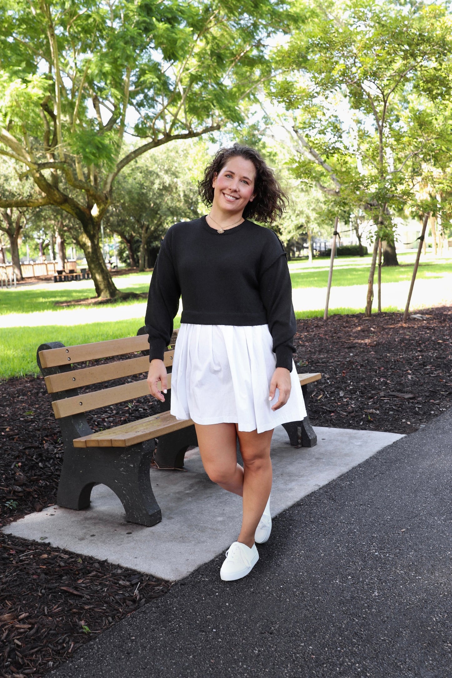 Black Knit Woven Mini Dress from Southern Sunday