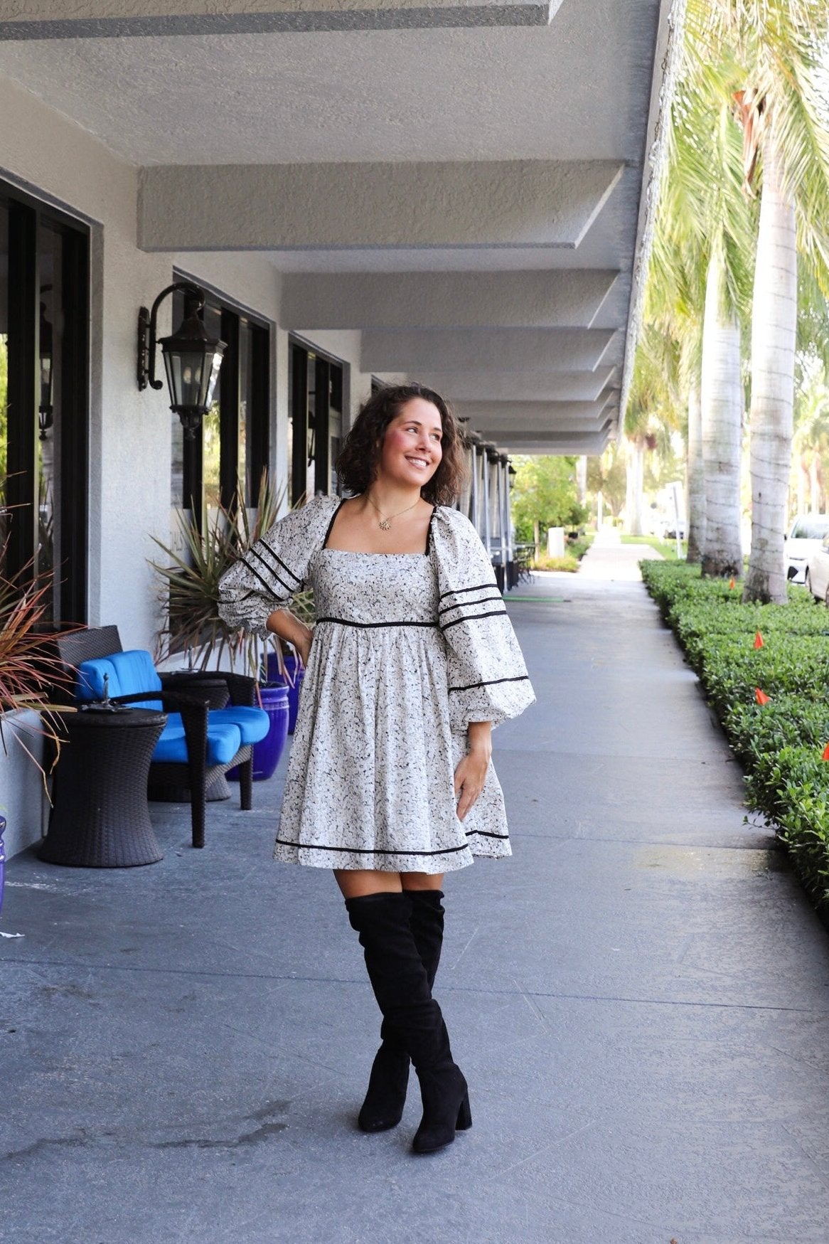 Black & White Floral Mini Dress from Southern Sunday